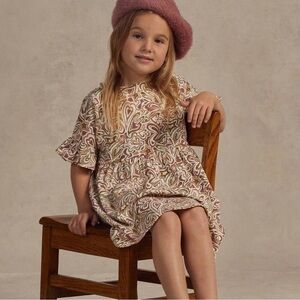 Rylee + Cru Heart Pattern Dress - Pink and Tan